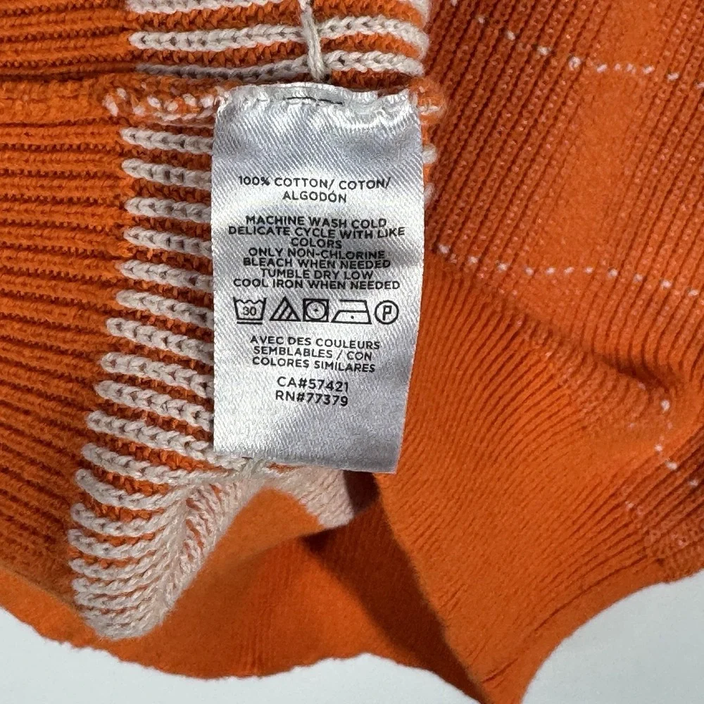 Ann Taylor Factory Sweater Womens XL Orange Knit Short Sleeve Cozy Spring - Picture 6 of 9